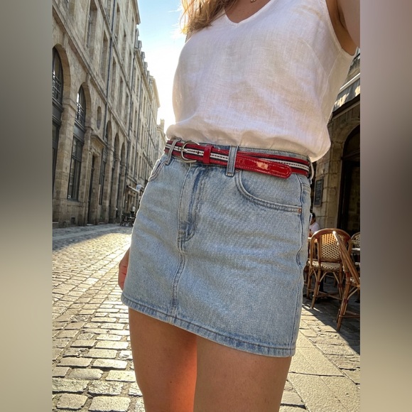 Dolce & Gabbana Accessories - Dolce & Gabbana Red/Nevy/White Patent Leather Belt 32"